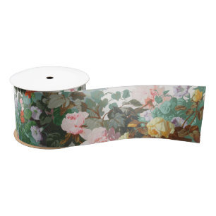 Maximalistischer Traum Vintage-Blumenmuster Satinband