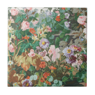 Maximalistischer Traum Vintage Dunkle Blumenmuster Fliese