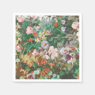 Maximalistischer Traum Vintage Dunkle Blumenmuster Serviette
