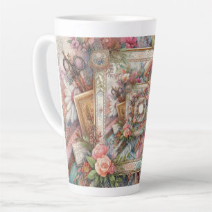 Maximalistischer Vintage-Decoupage-Stil Milchtasse