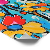 Maximalistisches Abstraktes Blumengemälde Poster (Ecke)