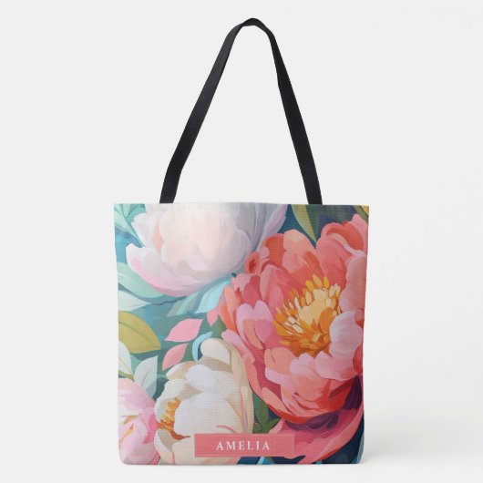 Maximalistisches Aquarell Lebende Blumenbäume Tasche (Vorderseite)
