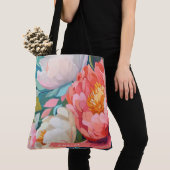 Maximalistisches Aquarell Lebende Blumenbäume Tasche (Von Nahem)