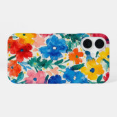 Maximalistisches florales Wasserfarbenmuster iPhone 16 Hülle (Rückseite (Horizontal))