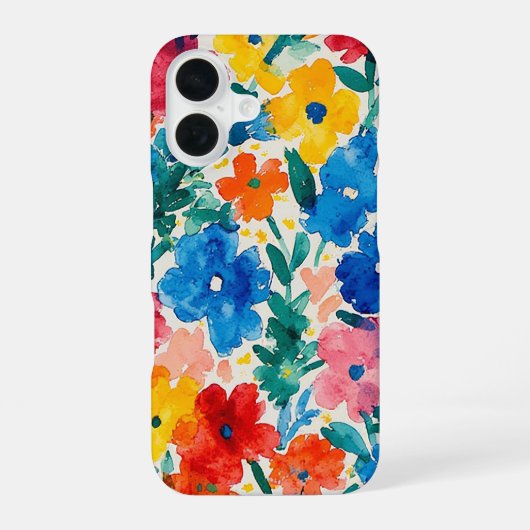 Maximalistisches florales Wasserfarbenmuster iPhone 16 Hülle (Rückseite)