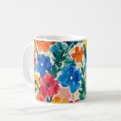 Maximalistisches florales Wasserfarbenmuster Kaffeetasse (Vorderseite Links)