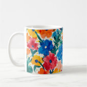 Maximalistisches florales Wasserfarbenmuster Kaffeetasse (Links)