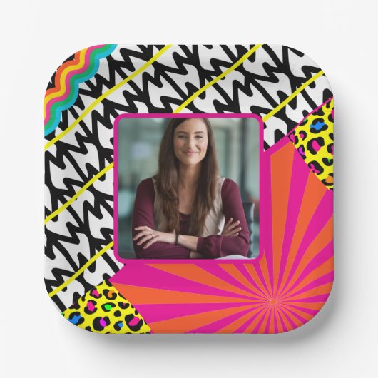 Maximalistisches Foto Muster farbenfroh Pappteller (Vorderseite)