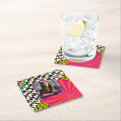 Maximalistisches Foto Muster farbenfroh Rechteckiger Pappuntersetzer (Vor Ort)