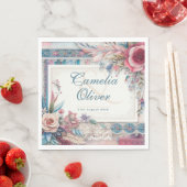 Maximalistisches Hochzeitstil mit Vintager Blumend Serviette (Beispiel)