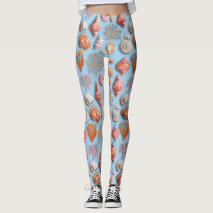 Maximalistisches Korallenmeer-Seestern-Blau Leggings