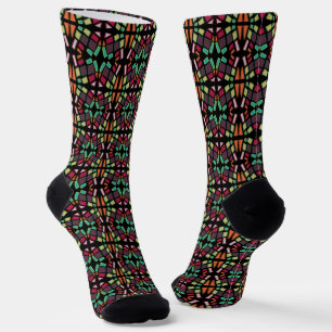 Maximalistisches mehrfarbiges Mosaik Handgezeichne Socken