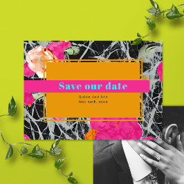 Maximalistisches modernes Marmorhochzeitungs-Foto Save The Date