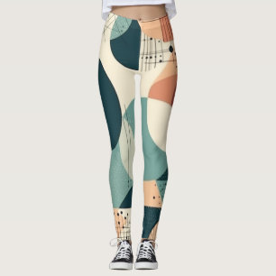 Maximalistisches Navy-Korallen-Geschichtetes-Abstr Leggings