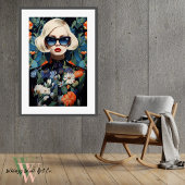 Maximalistisches Portrait der Frau in fett gefärbt Poster