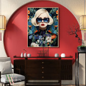 Maximalistisches Portrait der Frau in fett gefärbt Poster