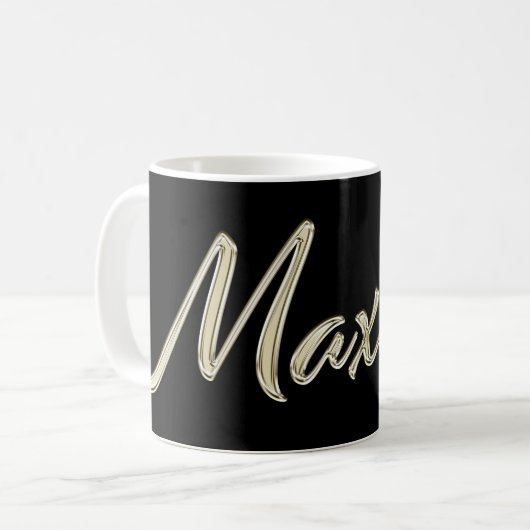 Maxime Name whitegold Tasse Teetasse Kaffeetasse (Vorderseite Links)