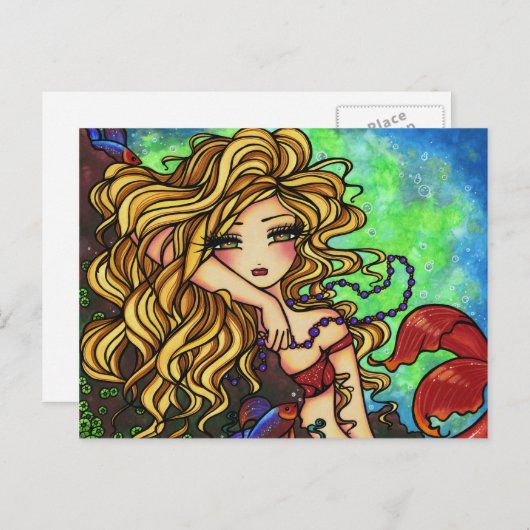 "Maxine" Mermaid Beta Fisch Fantasy Postkarte (Vorne/Hinten)