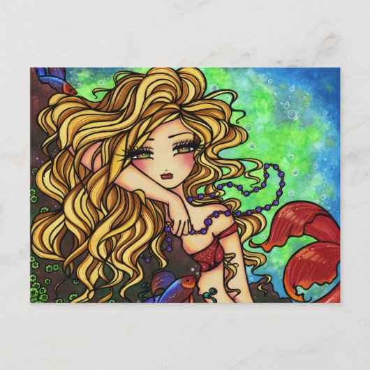 "Maxine" Mermaid Beta Fisch Fantasy Postkarte (Vorderseite)