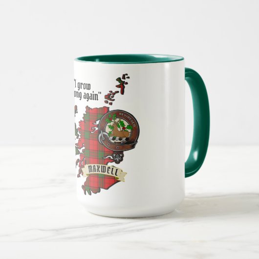 Maxwell Clan Abzeichen & Tartan Map of Scotland Gi Tasse (VorderseiteRechts)