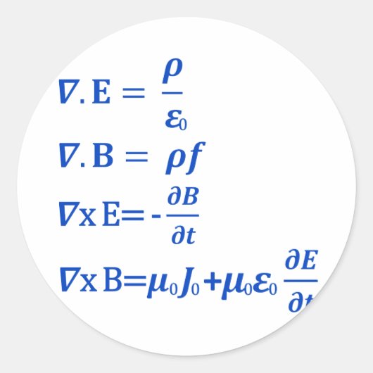 Maxwell-Gleichung Runder Aufkleber (Vorderseite)