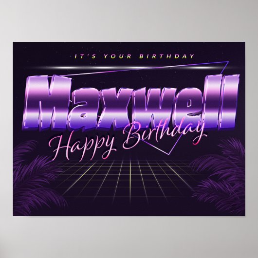 Maxwell Name Vorname lila retro Poster Geburtstag (Vorne)