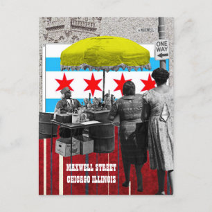 MAXWELL STREET CHICAGO ILLINOIS MIXED-MEDIA-KUNST POSTKARTE