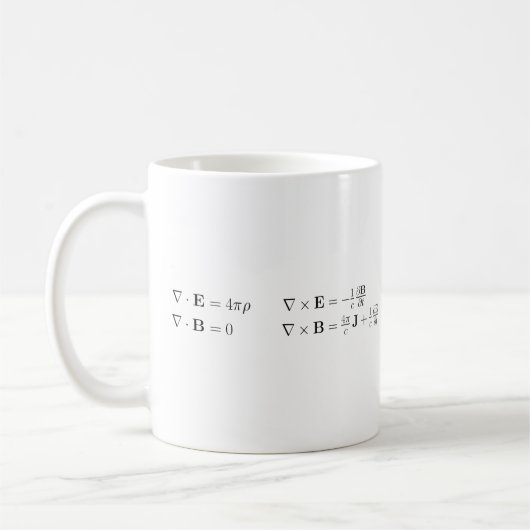 Maxwells Gleichungen, differenziale Form, cgs Kaffeetasse (Links)