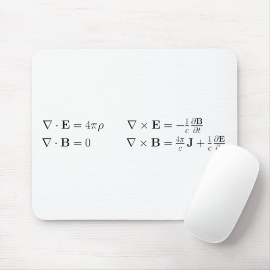 Maxwells Gleichungen, differenziale Form, cgs Mousepad (Mit Mouse)