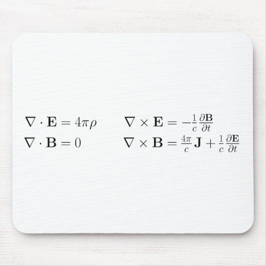 Maxwells Gleichungen, differenziale Form, cgs Mousepad (Vorne)