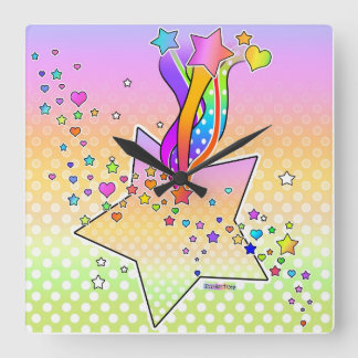 Maxxed Pop-Kunst STERN-WAND-UHR Quadratische Wanduhr