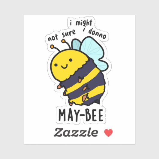 May-bee Funny Insect Bee Pun Aufkleber (Blatt)