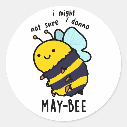 May-bee Funny Insect Bee Pun Runder Aufkleber (Vorderseite)