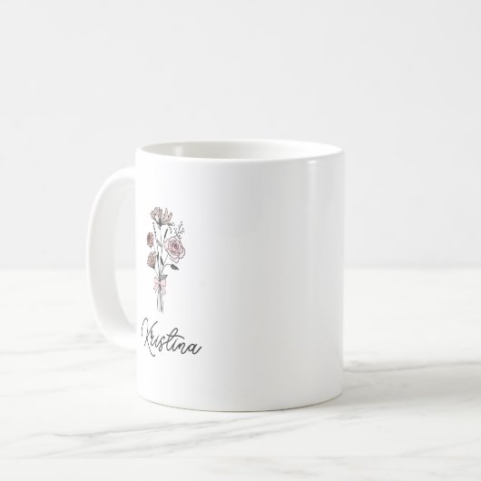 May Birth Blume & Elegante Script Name Kaffeetasse (Vorderseite Links)