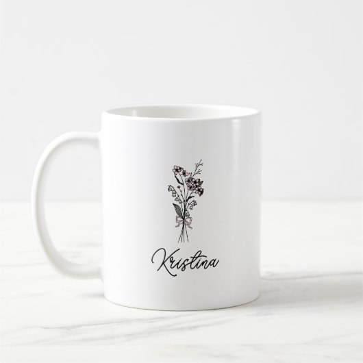 May Birth Blume & Elegante Script Name Kaffeetasse (Links)