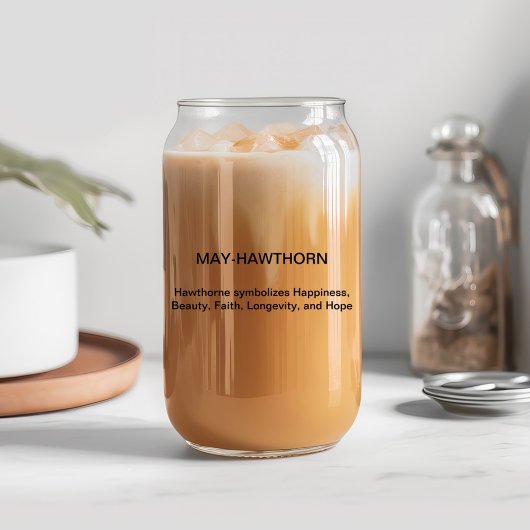 May Birth Blume Hawthorn mit Individuelle Name Dosenglas