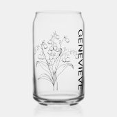 May Birth Blume Lily of the Valley mit Name Dosenglas (Vorderseite)