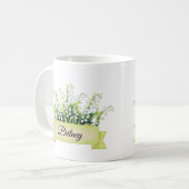 May Birth Blume Personalisiert Lily of the Valley Kaffeetasse (Vorderseite Links)