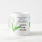 May Birth Blume Tasse mit Blume Meanings (Vorderseite Links)