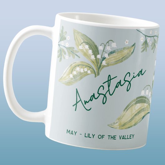 May Birth Flower Custom Name Lily of the Valley Kaffeetasse