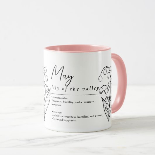 May Birth Month Blume Lily of the Valley Minimal Tasse (VorderseiteRechts)