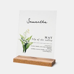May Birth Month Blume Lily Personalisiert Acrylschild