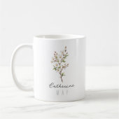 May Birth Month Blume mit Name - Hawthorn Kaffeetasse (Links)