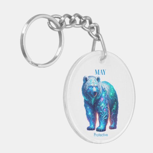 May Birth Month Spirit Animal Bear Schlüsselanhänger (Vorderseite links)