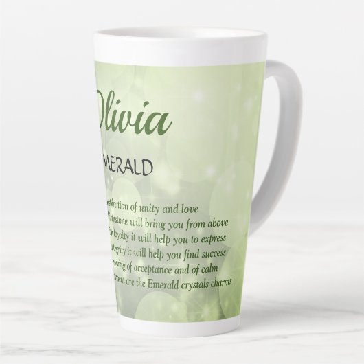 May Birthstone Emerald Design Milchtasse (Rechte Ecke)