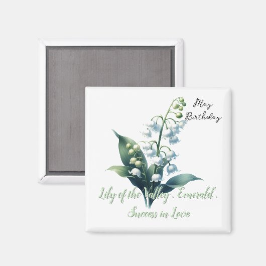 May Birthstone Emerald Lily of the Valley Magnet (Vorderseite/Rückseite)