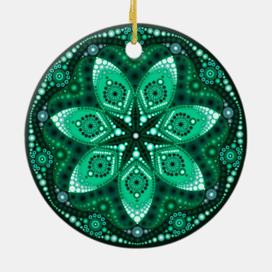 May Birthstone Emerald Mandala Ornament (Hinten)