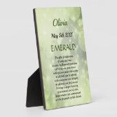 May Birthstone Emerald Tabletop Plaque mit Easel Fotoplatte (Seite)