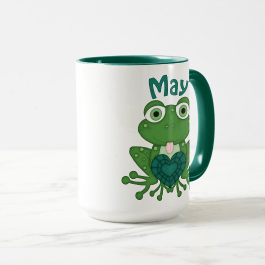 May Birthstone Frosch Tasse (VorderseiteRechts)