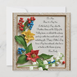 May blüht Hawthorn und Lily of the Valley Feiertagskarte